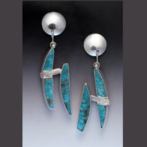 Click to view detail for MB-E401 Earrings Stone Feathers $582